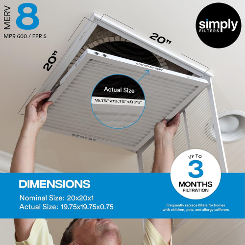 Simply MERV 8 Air Filter – 20x20x1, 6 Pack