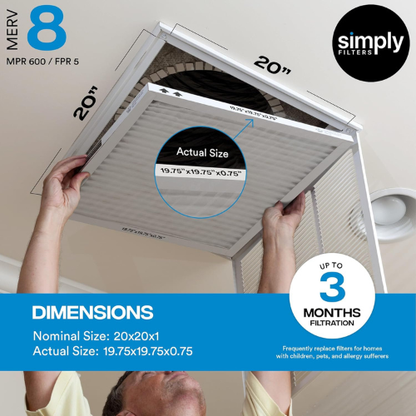 Simply MERV 8 Air Filter – 20x20x1, 6 Pack