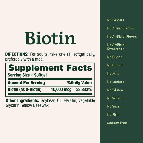 Nature's Bounty Biotin Hair Skin and Nails Vitamins, 120 Softgels