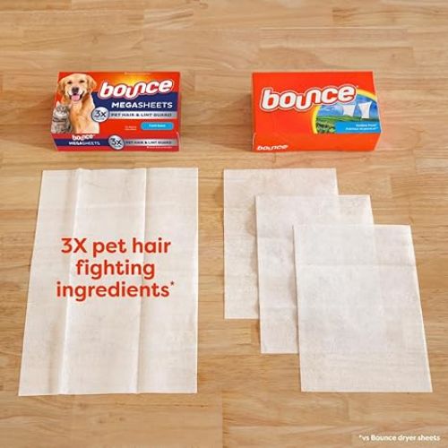 Bounce Pet Hair Guard Dryer Sheets – 180-Count, Fresh Scent, Mega Size