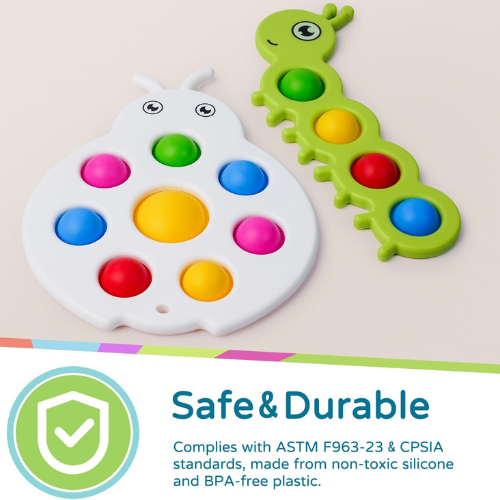 LiKee Baby Sensory Fidget Poppers 2 Pack Montessori Busy Board