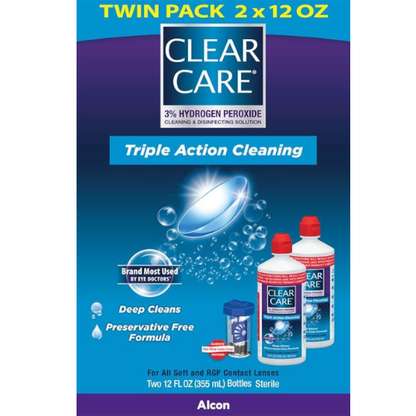 Clear Care Cleaning & Disinfecting Solution with Lens Case – Twin Pack