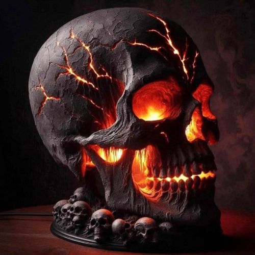 Halloween Lava Stone Skull Lamp