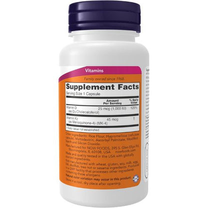 NOW Supplements, Vitamin D-3 & K-2, 1,000 IU/45 mcg,Plus