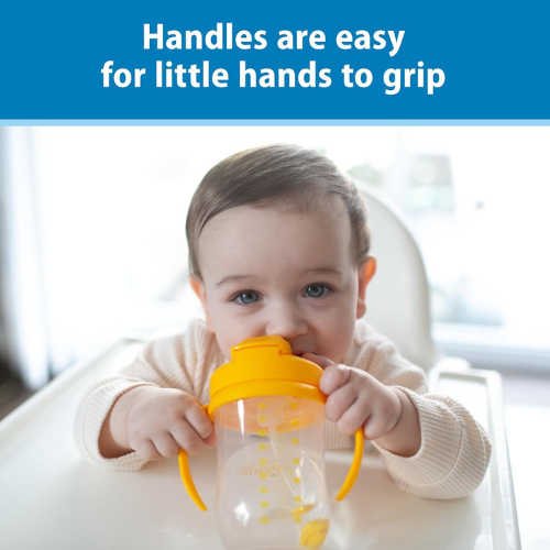 Dr. Brown's Milestones Baby's First Straw Cup, Blue & Yellow, 2-Pack