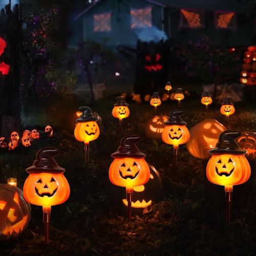 6 Pack Solar Jack O Lantern Stake String Lights