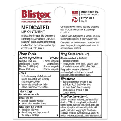 Blistex Medicated Lip Ointment, 24 Hr Moisture, 0.21 oz, 3 Pack