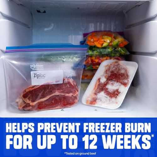 Ziploc Gallon Freezer Bags, Food Storage, Stand-Up Bottom, 66 Count
