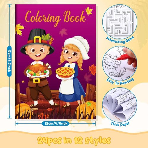 24 Thanksgiving Mini Coloring Books