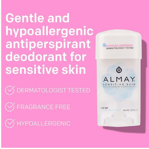 Almay Clear Gel Deodorant and Antiperspirant, Fragrance Free, 2.25