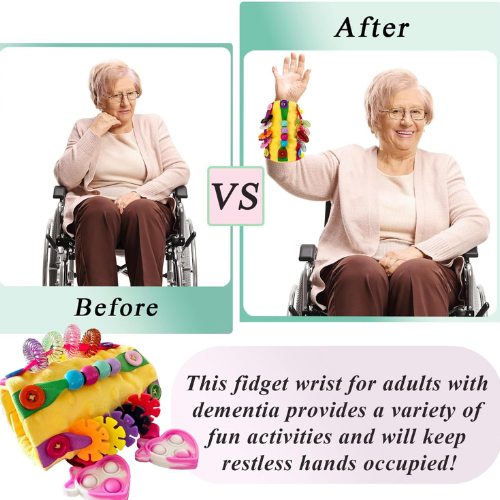 Orange Sensory Fidget Wrist Cuff for Alzheimer’s , Dementia , Autism , and Anxiety Relief