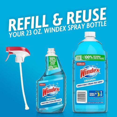 Windex Glass & Window Cleaner Refill, Original, 67.6 oz