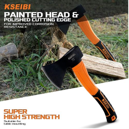 KSEIBI Wood Axe, Small Outdoor Camp Hatchet for Splitting