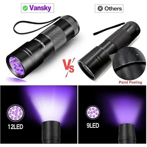 Vansky UV Blacklight Flashlight – 12 LED Pet Urine & Stain Detector