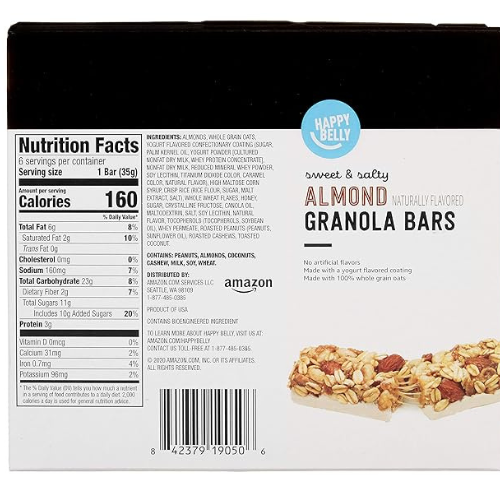 Happy Belly Almond Granola Bars – 6 Pack (1.2 oz Each)