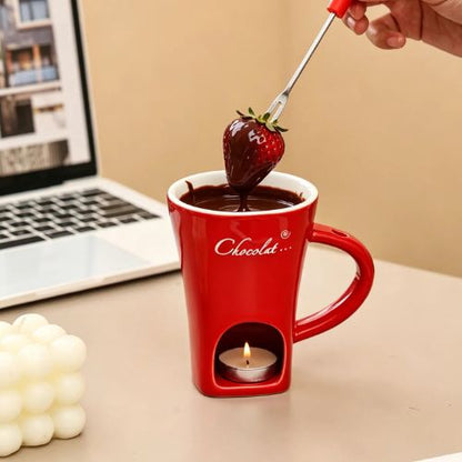 Ceramic Chocolate Fondue Set with For
