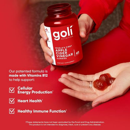 Goli Apple Cider Vinegar Gummies - Worlds First ACV Gummy 60 Gummies