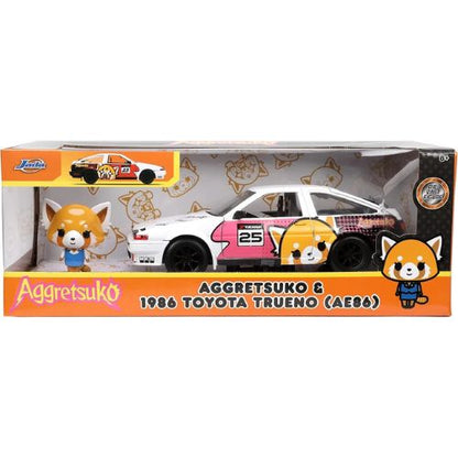 Jada Toys Sanrio 1:24 1986 Toyota Trueno Die-Cast Car & Aggretsuko Figure
