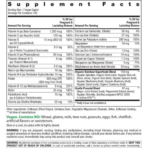 Rainbow Light Prenatal Multivitamin One + for Women with Probiotics | 150 Caplets