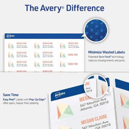 Avery Easy Peel Address Labels, Inkjet Printers, White