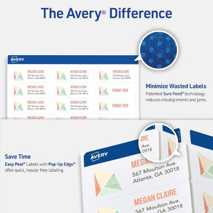 Avery Easy Peel Address Labels, Inkjet Printers, White