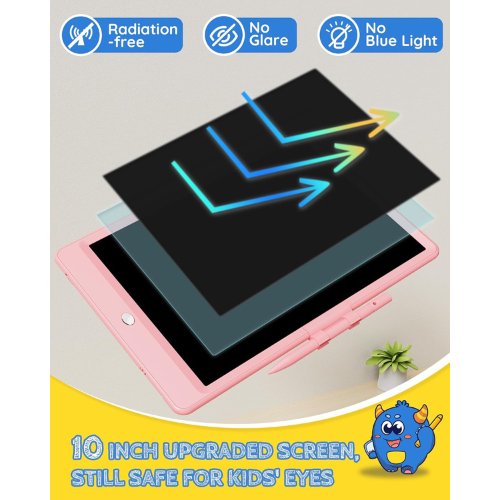 TEKFUN 10" LCD Colorful Drawing Tablet for Kids Pink