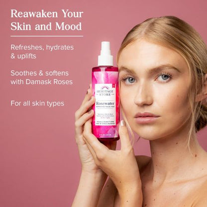 HERITAGE STORE Rosewater Facial Mist, Hydrating Face Spray, 12 fl oz
