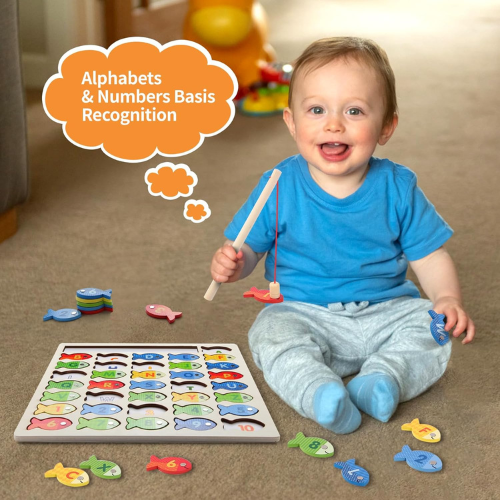 Wooden Magnetic Fishing Game for Toddlers ,  Gift for Kids.