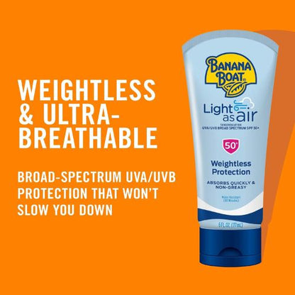 Banana Boat Light As Air Sunscreen Lotion SPF 50, 6 Fl Oz (2 Pack)
