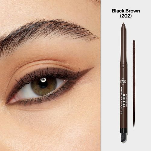 Revlon ColorStay Pencil Waterproof Eyeliner, 202 Black Brown, 0.01 oz