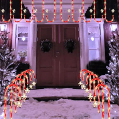 10 Pack Solar Candy Cane Pathway Lights