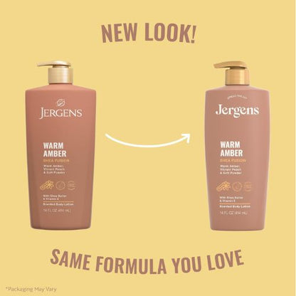 Jergens Shea Fusion Body Lotion, Warm Amber Scented, Dry Skin, 14 fl oz