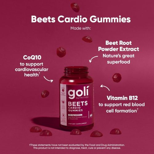 Goli Nutritional Supplement, Beets Cardio Gummy - 60 Count - 100mg