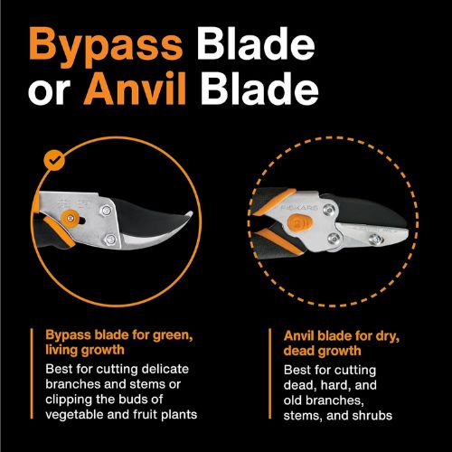 Fiskars Bypass Pruning Shears, 5/8" Cut Capacity Garden Clippers