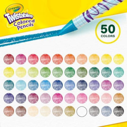Crayola Twistables Colored Pencil Set (50ct), Cool Back to School Supplies for Kids