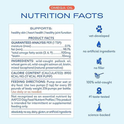 Native Pet Omega 3 Fish Oil – 16oz, Skin & Joint Support for Dogs & Cats