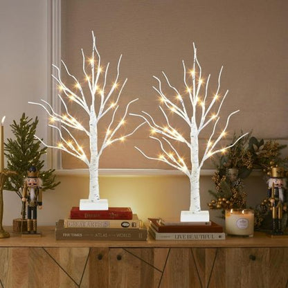 PEIDUO Christmas Decorations  2FT Birch Tree with LED Lights
