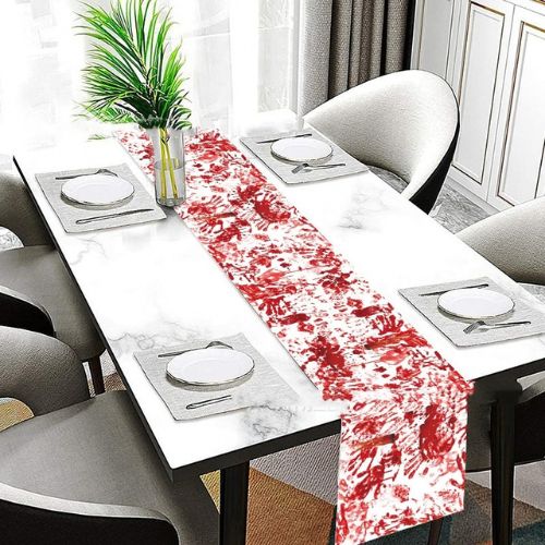 Horror Happy Halloween Tablecloth Bloody Handprint Table