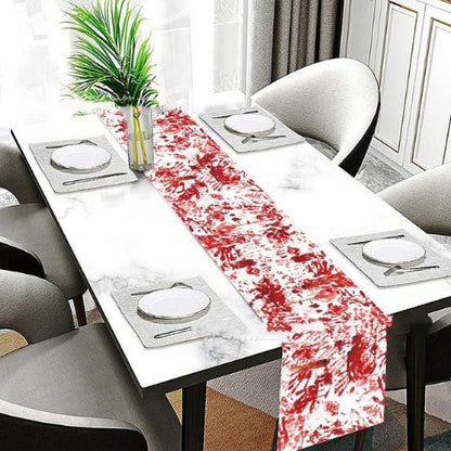 Horror Happy Halloween Tablecloth Bloody Handprint Table