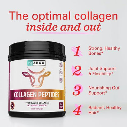 Zhou Collagen Peptides Supplement - 18 oz Jar (46 Servings)