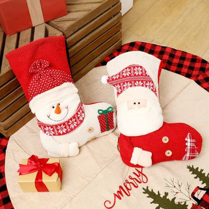 Large Red White Knitted Christmas Stocking Santa