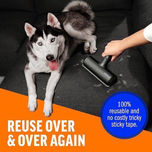 ChomChom Pet Hair Remover – Reusable Roller for Furniture & Clothing (Black)