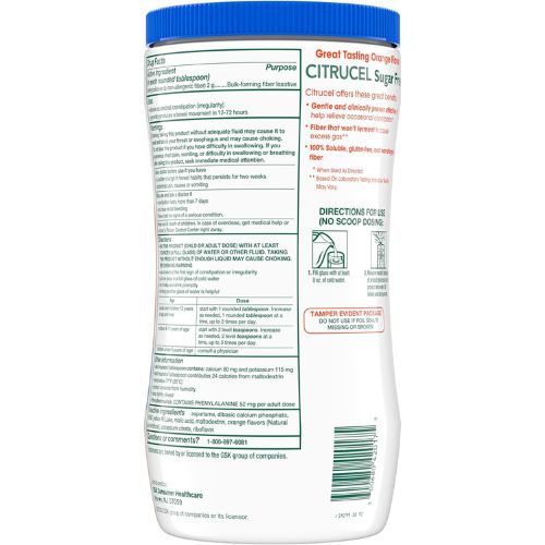 Citrucel Powder Fiber Therapy for Occasional Constipation Relief, 16.9 oz