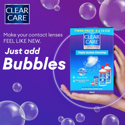 Clear Care Cleaning & Disinfecting Solution with Lens Case – Twin Pack