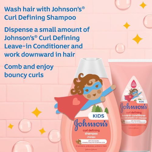 Bundle of Johnson's Kids Curl-Defining, Frizz Control, Tear-Free Kids Shampoo