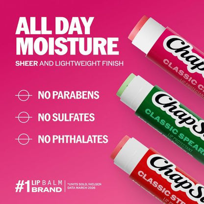 ChapStick Classic Variety Flavored Lip Balm Sticks with 24 Moisture, 3-Pack
