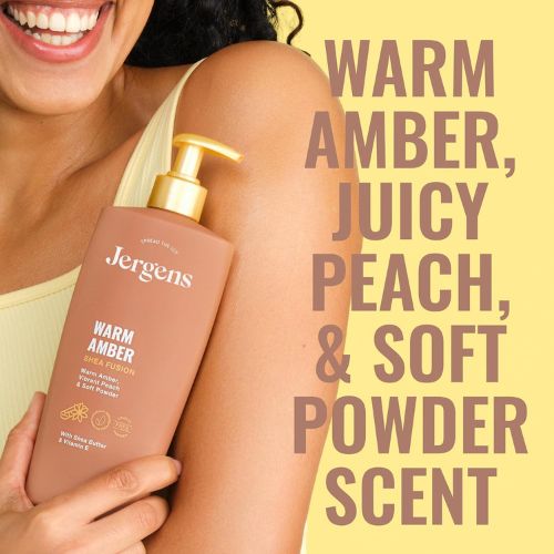 Jergens Shea Fusion Body Lotion, Warm Amber Scented, Dry Skin, 14 fl oz