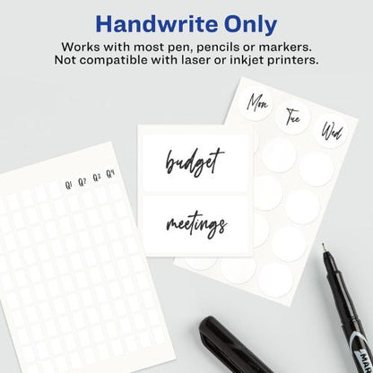 Avery Multi-Use Removable Labels, 1/2" x 3/4", White, Non-Printable