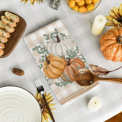 Orange Hello Pumpkin Fall Kitchen Towels Set