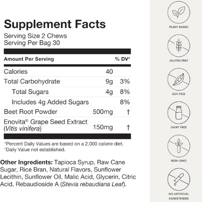 humanN SuperBeets Chews – Blood Pressure & Circulation Support, Non-GMO, 60ct